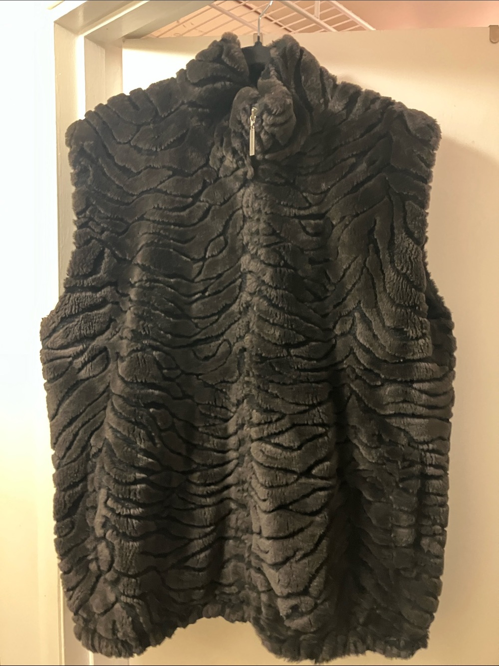 Duffel Brown Faux Fur Zip-Up Vest